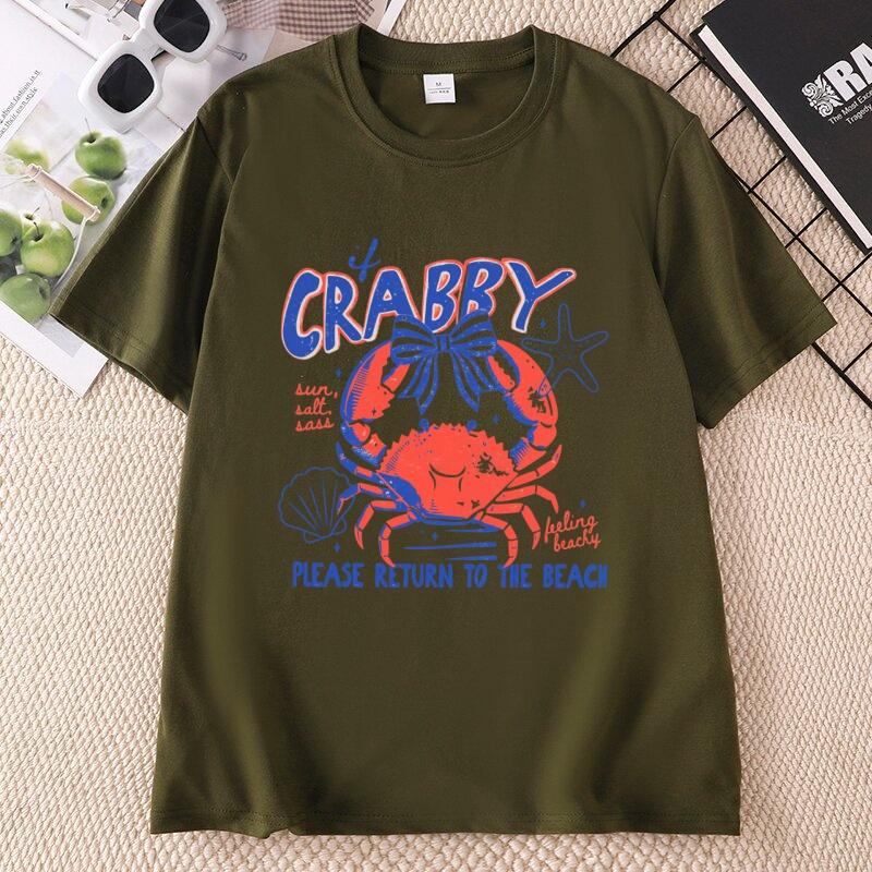 If Crabby Please Return To The Beach TShirt Summer Coastal Funny Beach Tee Unisex Unisex Casual Round Neck Beach Lover Tees