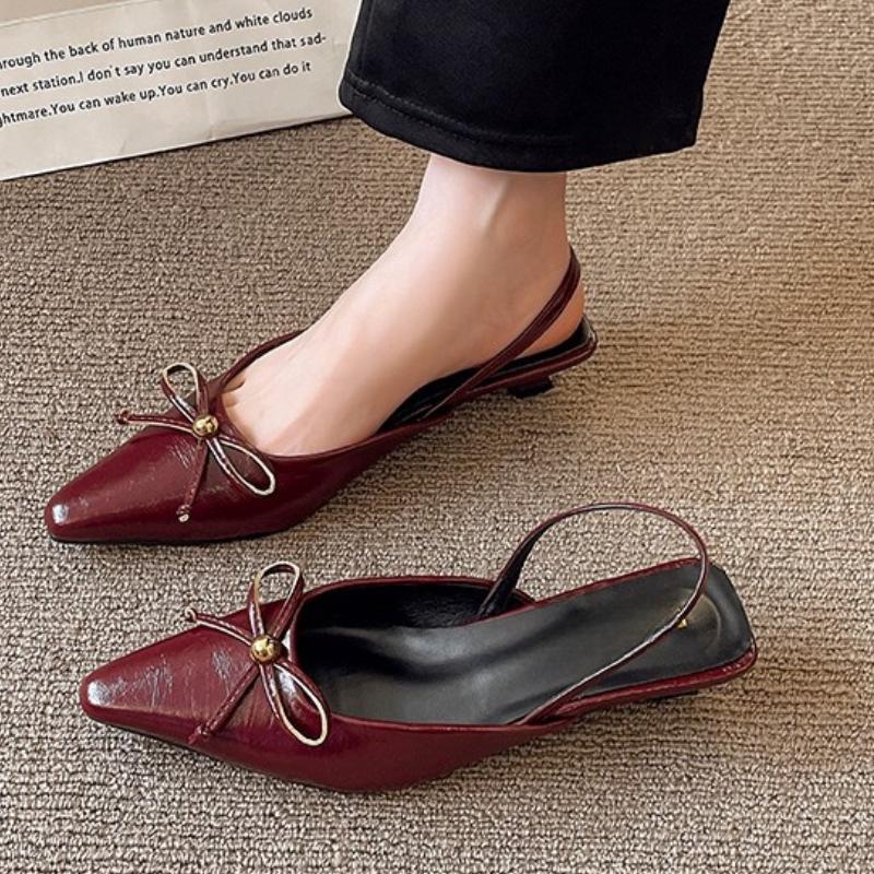 Fashion Women Pointed Toe Heeled Sandals Bow Sexy Slippers Slingback Summer Shoes Party 2025 Trend New Fashion Dress Woman Shoes Zapatos