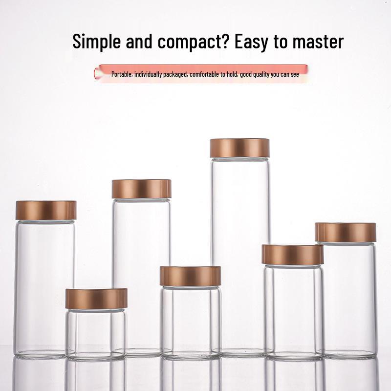Rose Gold Lid Borosilicate Glass Storage Jar with Moisture-Proof Screw Cap - Test Tube Design for Saffron.