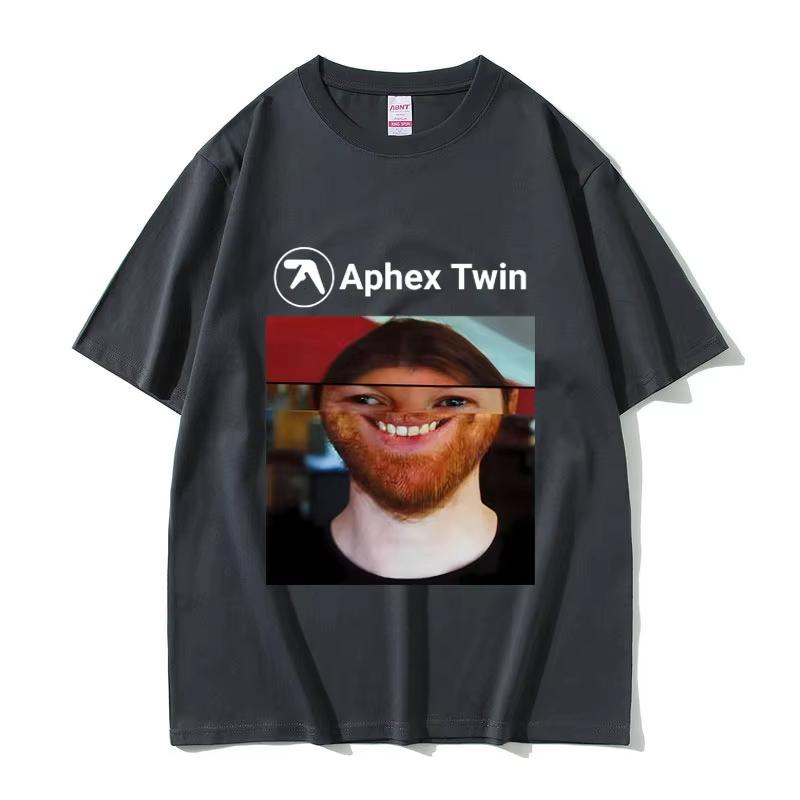 Sänger Aphex Twin Gesicht Lustiges Meme T-Shirt Herren Damen Mode Vintage Oversized Streetwear Unisex Lässig Weiche Baumwolle T-Shirts Oberteile