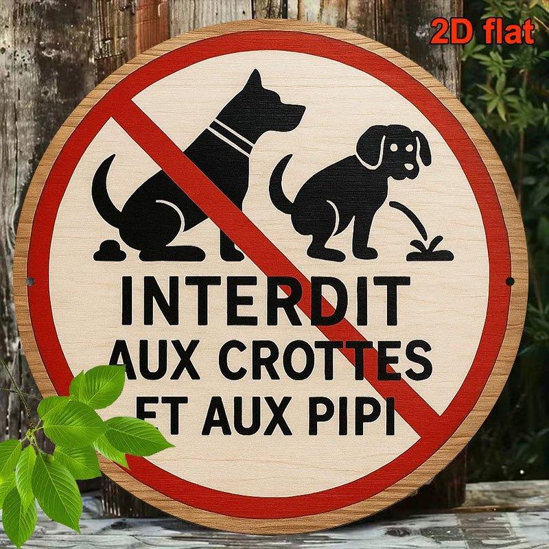 Interdit Aux Crottes Et Aux Pipi French Dog No Poop Vintage Tin Sign Vintage Durable Metal Plaque Wall Decor Home Office Bar