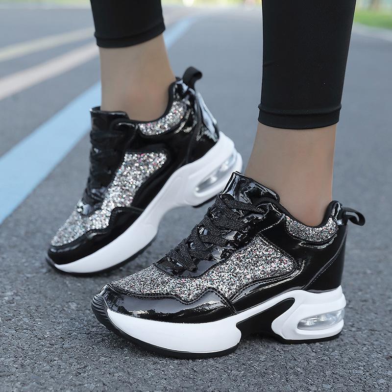 

Women s Rhinestone Sequin Platform Sneakers - Stylish, Height-Boosting, Versatile Casual Shoes for Autumn 41 чорний