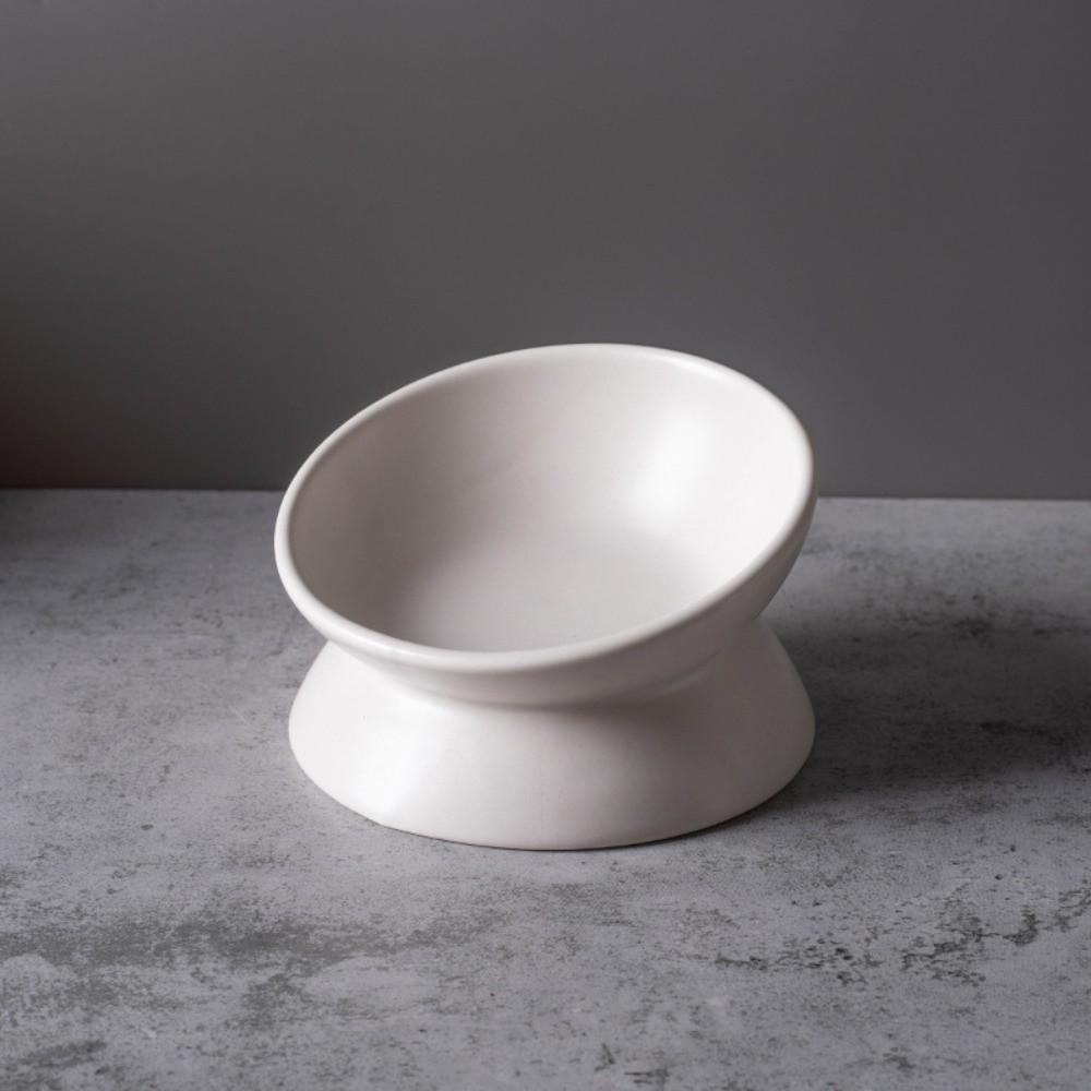 New Ceramic Raised Cat Bowl Elevated Solid Color Pet Water Bowls Tilted Large Diameter Dog Food Bowl Cat Accessories