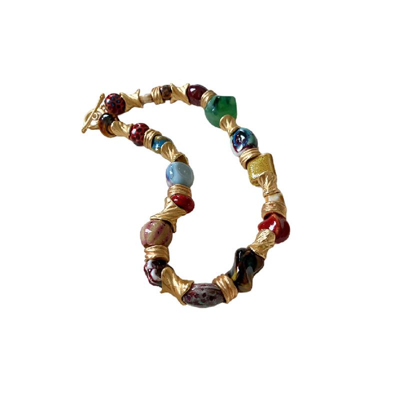 Vintage Floral Round Ceramic Necklace for Women Chokers Party Jewelry Gift