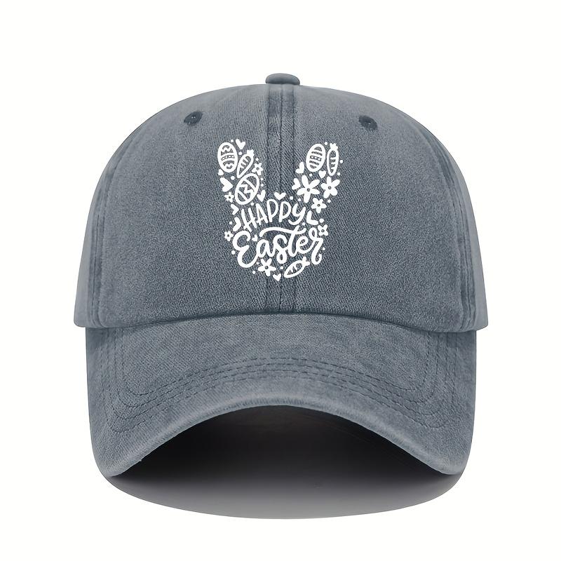 Rabbit print baseball cap retro lightweight washable cap with adjustable men's and women's casual sun protection hat