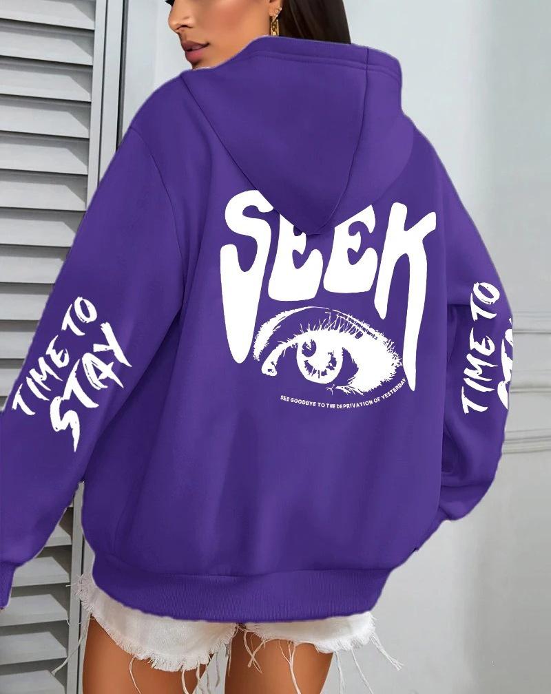 Women's Casual Autumn Fleece Hooded Sweatshirt with Pockets