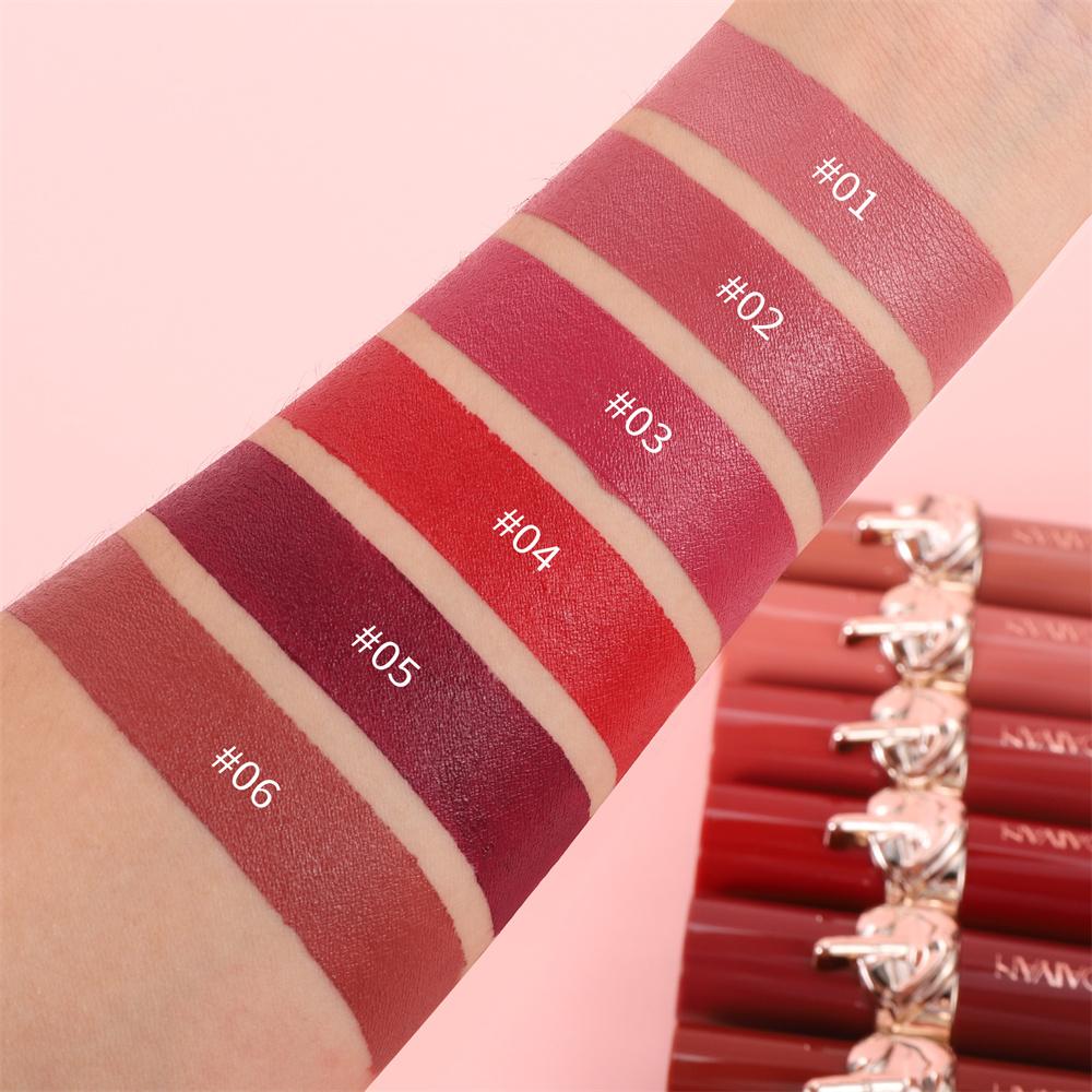 6 Color Matte Lipstick Non-Stick Cup Long-Lasting Velvet Finish Lipstick Pen Smooth Matte Lip Color Waterproof Non-Fading