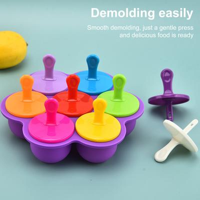 Yousheng Silicone Popsicle Molds with Sticks 7 Cavity Ice Cube Tray Silicone Molds for Baby Foods Ice Lolly Mold for Pastries