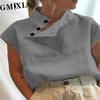 GMXIA Women's Fashion Casual Solid Color Print Blouses & Shirts