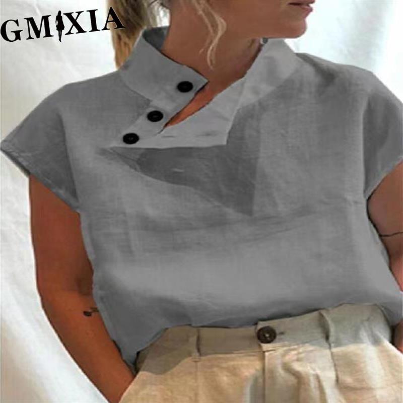 GMXIA Women's Fashion Casual Solid Color Print Blouses & Shirts