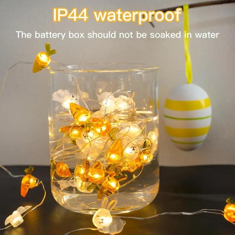 1/2M 10/20 Lights Easter Indoor Decor Bunny Carrot Copper Wire Lights Egg String Lights Dining Celebration Atmosphere Lighting
