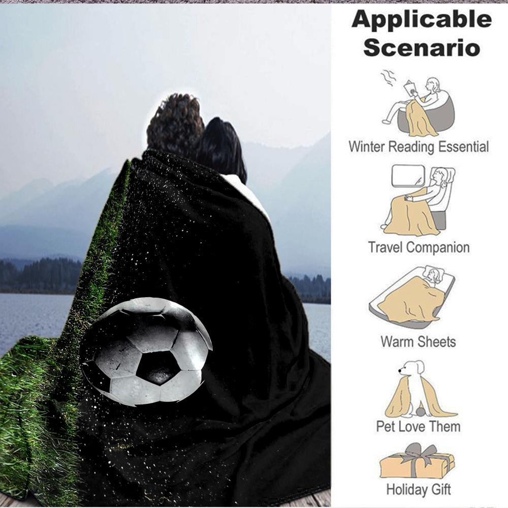 1Pc Soccer Ball Grass Blanket Soft And Comfortable Casual Warm Camping Travel Christmas Halloween Xmas Gift M928558