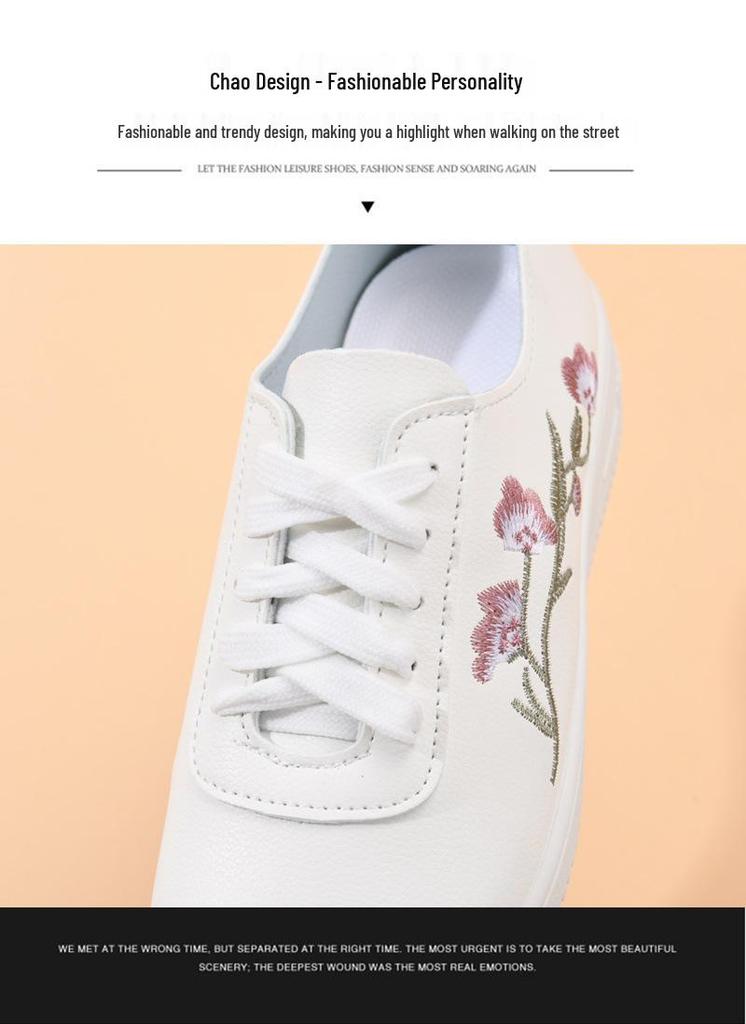 Women's White Leather Mesh Shoes - Breathable, Non-slip, Soft Sole, Korean Style for Spring & Summer