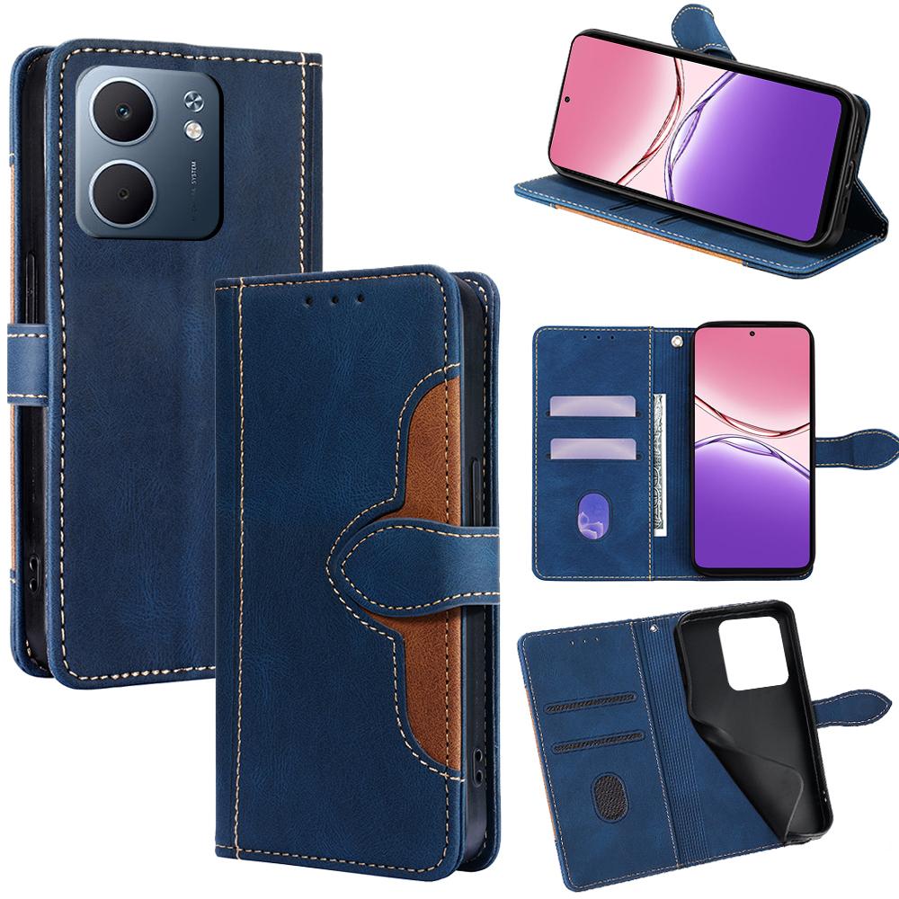 

For Oppo A5x 5G Case Leather Wallet Phone Cover with Straw Hat Magnetic Clasp