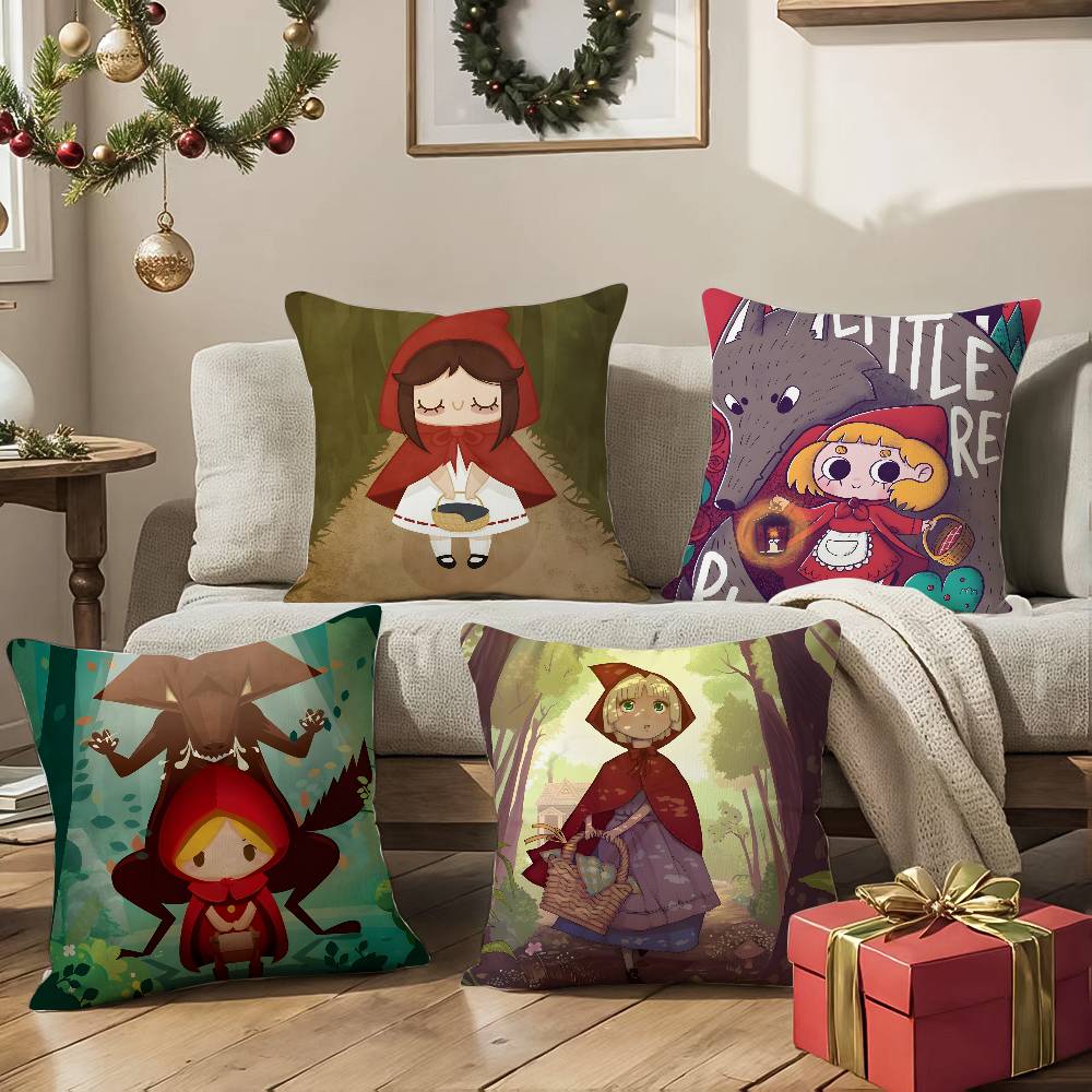 Cute Little Red Riding Hood Pillow Case Silky elegant Comfort Sofa Bed Invisible zipper Beach pillowcase