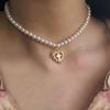 Trend Elegant Jewelry Wedding White Oil Bow Pendant Necklace For Women White Imitation Pearl Choker Necklace N0430
