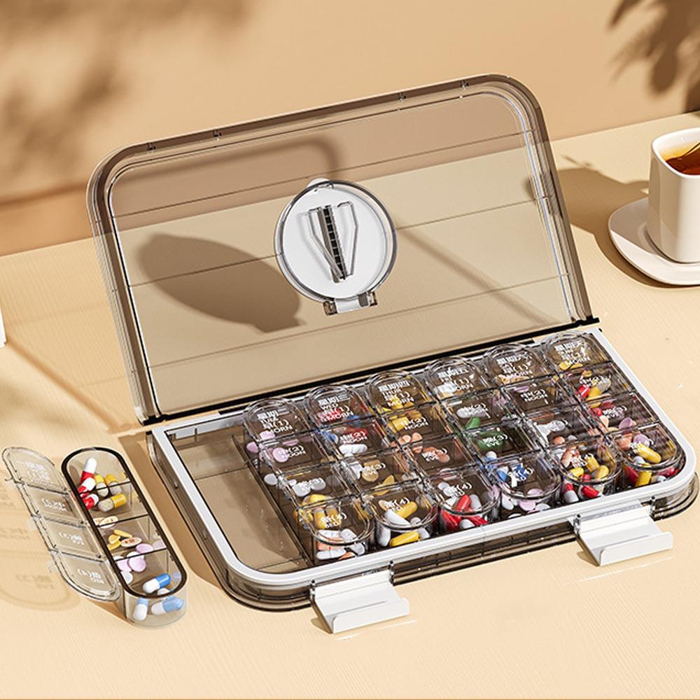 Large Capacity Pill Cutter Box Moisture Resistant Drug Dispensing Case  Elderly Medication