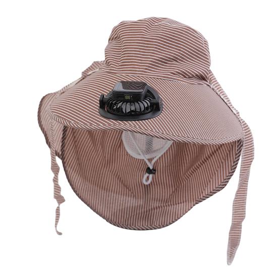 Solar Hat Fan Striped Wide Brim Fan UV Protection Fishing Hat