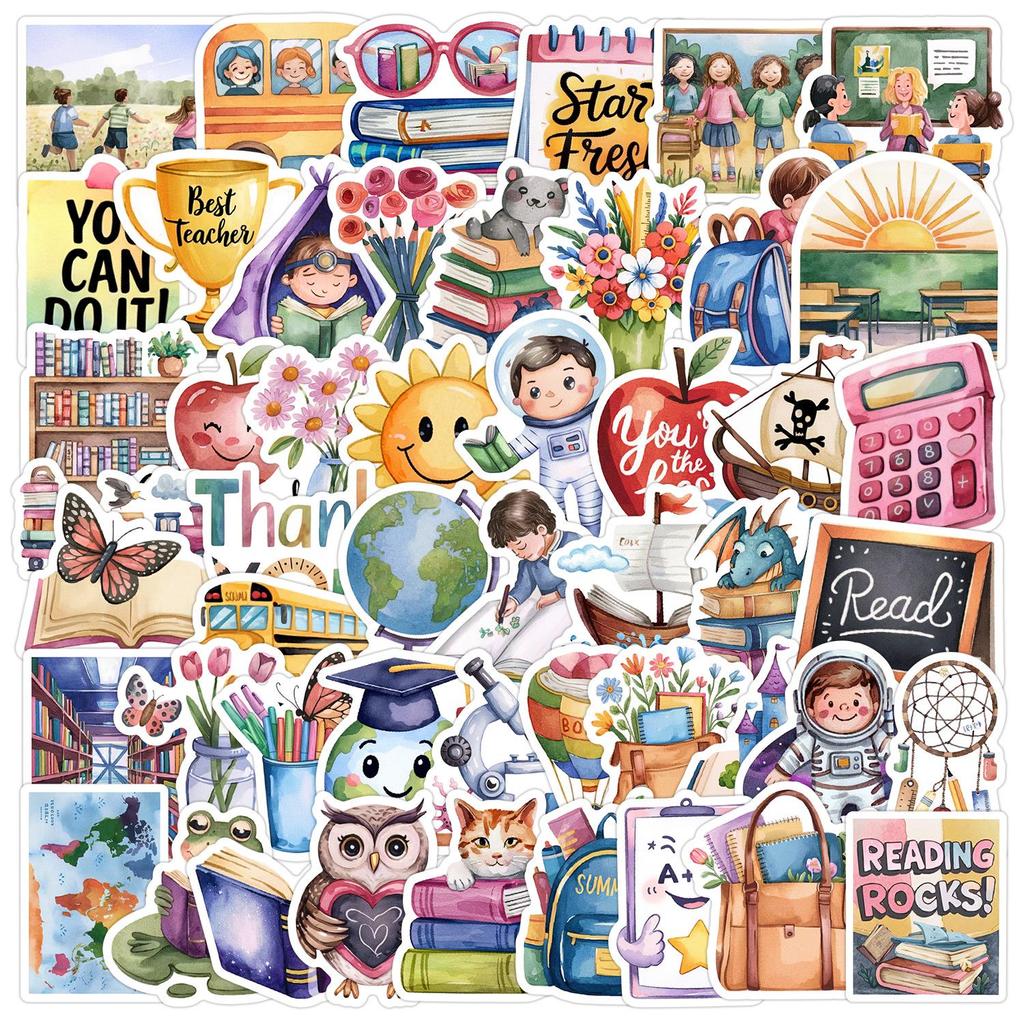 50 Creative Back-to-School Doodle Stickers: Waterproof for Water Bottles & Phones