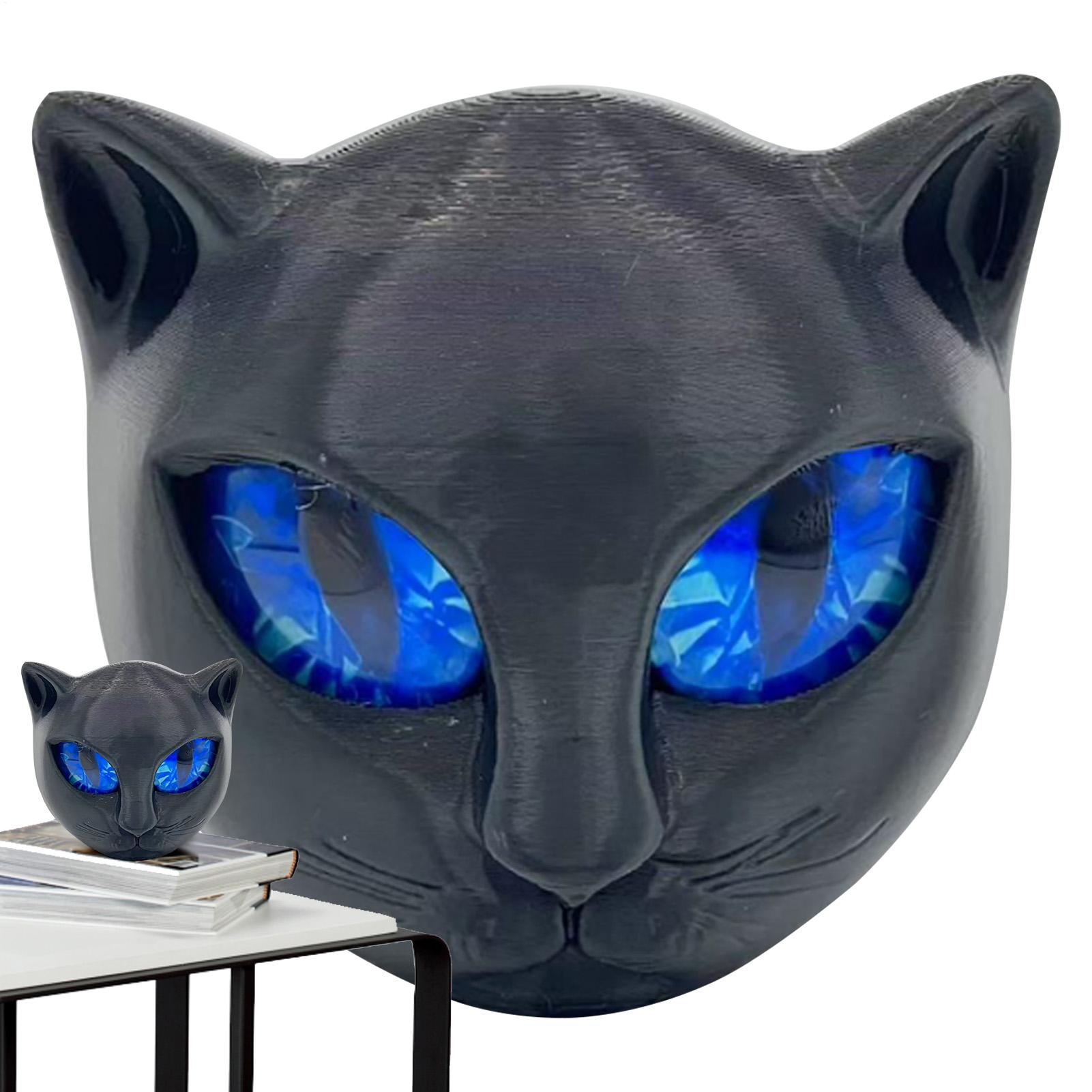 Small Black Cat head Statue Resin Kitten Keepsake Sculpture Collectibles for Desktop Decor Halloween Bedroom Bookshelf Dashboard CN