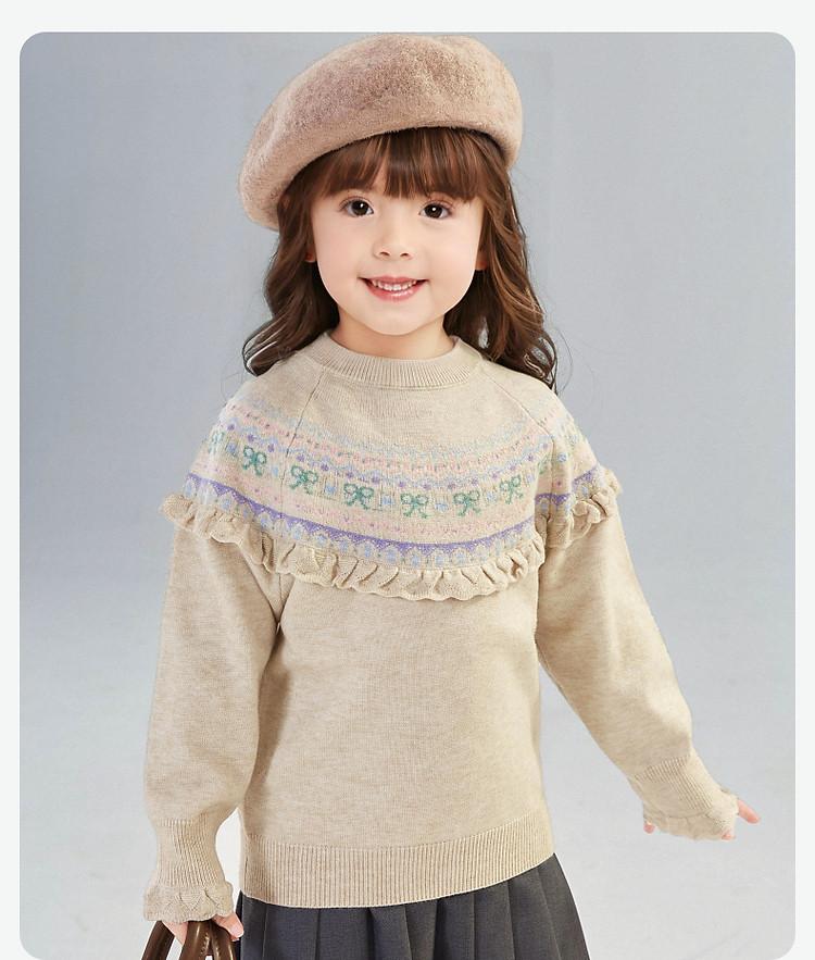 [Retro Ear Ear Edge] Infant and Child Girls' Sweater 24 Autumn/Winter Children's Warm Fashion Thread Shirt Top
