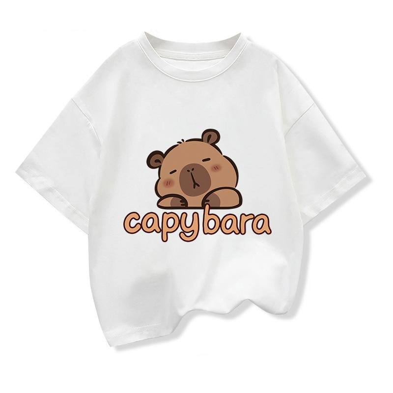 Capybara Print T Shirt For Kids Boy Anime Cute Capibara Short-sleeved Tees Tops Tshirt Girl Clothes