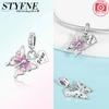 Authentic Copper Charm Bead Charms Colored Zircon Butterfly Knot Green Romantic Animal Pendant Bead Compatible With Bracelets Fine Gift Diy Accessory