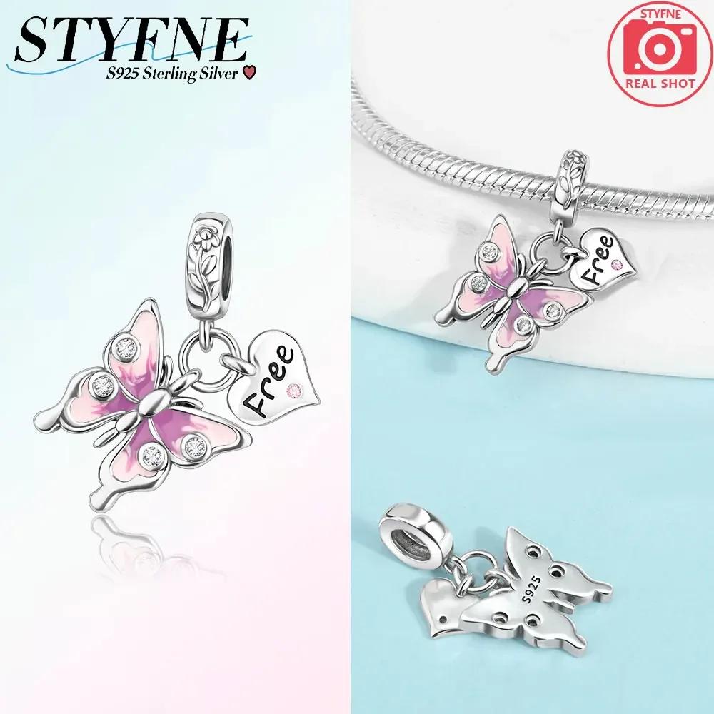 Authentic Copper Charm Bead Charms Colored Zircon Butterfly Knot Green Romantic Animal Pendant Bead Compatible With Bracelets Fine Gift Diy Accessory
