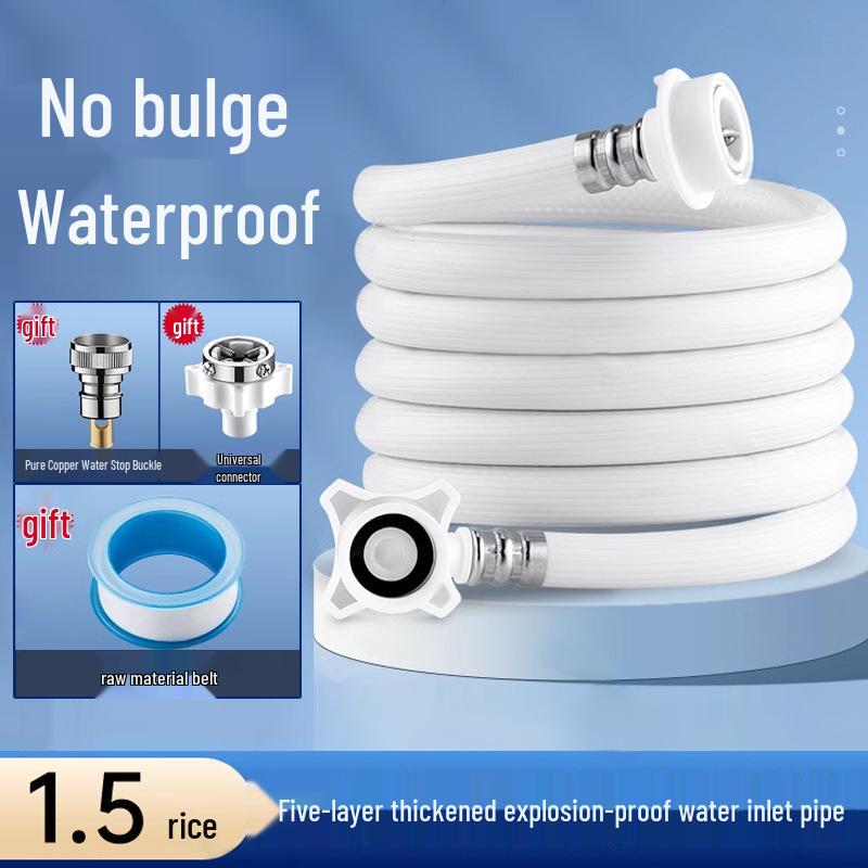 Fully Automatic Washing Machine Extended Inlet Hose with Agitator Drum, 4-Point Threaded Connection
