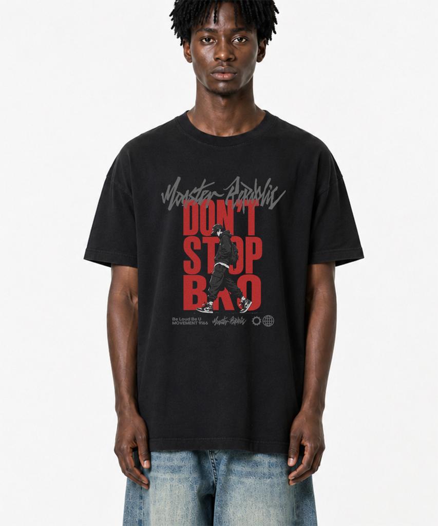 MONSTER REPUBLIC Don'T Stop Bro Red T-Shirt Black_9166