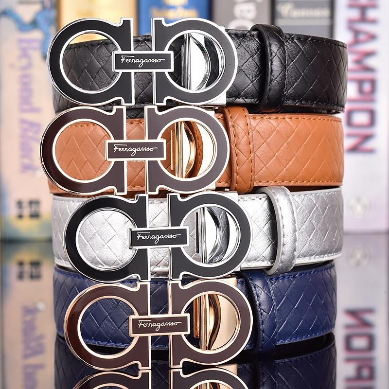 Salvatore Ferragamo Pánský opasek z hovězí kůže 3,3 cm Luxusní značkový designový opasek Oblek Džíny Formální Značka