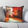 Crimson November Leaves Tree Square Pillowcase Polyester Linen Velvet Creative Zip Decorative Home Cushion Case