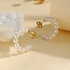 Vintage Pearl Hoop Earrings For Women, Waterproof Stainless Steel Fashion Hypoallergenic Girls Pearl Earrings