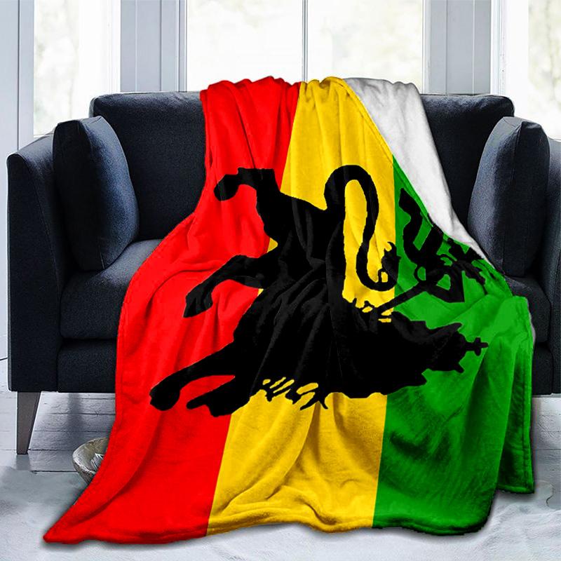 Ethiopian Flag With Lion And Stars Blanket Suitable for Sofas, Beds, Offices, And Camping - Perfect Gift for Halloween Christmas