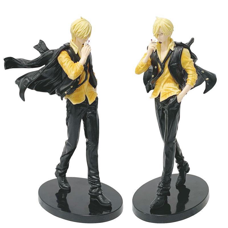 One Piece Anime Figure Black Feet Smoking Sanji Action Model PVC Standing Doll Desktop Decoration Children Toy Gift