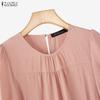 ZANZEA Women Casual Round Neck Summer Short Sleeve Dress