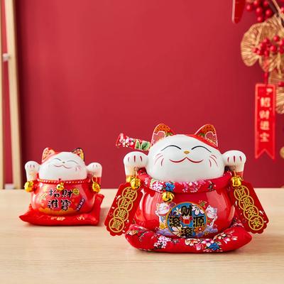 Umělecká porcelánová pokladnička s motivem štěstí a kočky, spořicí pokladnička pro domácnost, dekorace na stůl, dekorace do domácnosti, keramická pokladnička s koťátkem pro děti