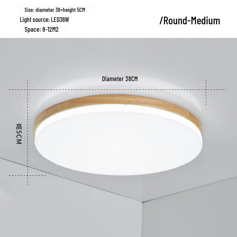 Nordic Ultra-Thin LED Ceiling Lamp - Modern Solid Wood Design for Bedroom, Living Room, Corridor, or Porch.