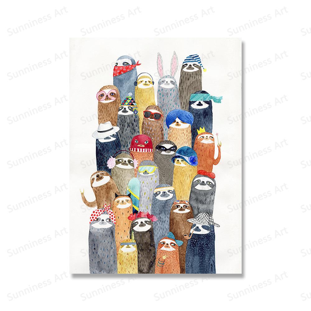 

Милые мультяшные детеныши животных ленивцы настенное искусство печать на холсте скандинавская живопись на холсте постеры детские картинки для детской комнаты домашний декор 21x30cm No Framed белый