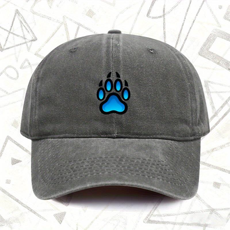 Pc Vintage Washed Hat with Paw Print Design Unisex Solid Baseball Cap AllSeason Wear Ideal Gift for Weddings Parties and