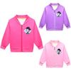 79041 Kids Girls Kpop Zoey Printed Hooded Zipper Long Sleeves Jacket