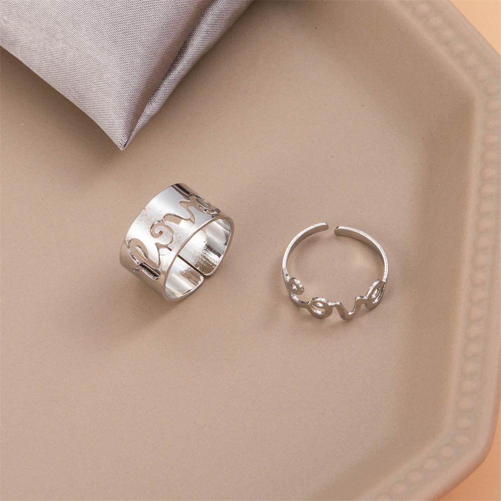 

2 шт./компл. корейских колец для женщин, простой модный комплект открытых колец, винтажное кольцо, кольца для пары, аксессуары, ювелирные изделия