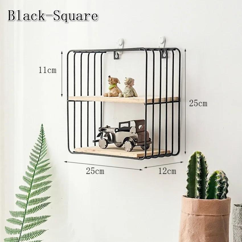 1 stk Svart / Gull Nordisk Vegghylle Metall Jern Oppbevaringsstativ Flerformet DIY Hjemmedekor Multifunksjonell Kombinasjon Praktisk