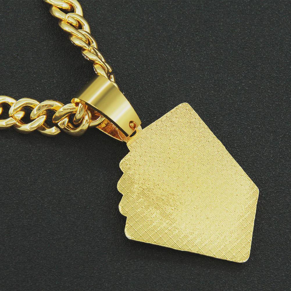 Niestandardowy naszyjnik z wisiorkiem w kształcie diamentu do pokera - styl hip-hopowy punkowy