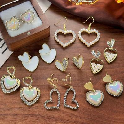 Korean Xiaoxiang Love Heart Earrings: High-End Summer Sweet Design with Niche Oil Drop Accents