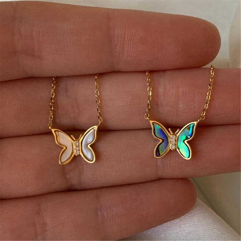 Korean Style Butterfly Necklace Delicate Collarbone Chain Unique Pendant Perfect for Fashion forward Individuals