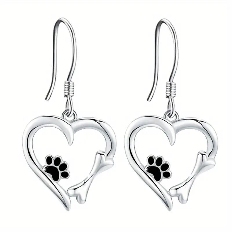 Huitan Chic Heart Footprint Pendant Earrings for Women Trendy  Color Jewelry for Teen Girls Cute Lady Graceful Accessories