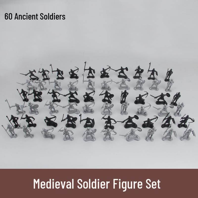 Medieval Soldier Miniature Set: 60 Static Figures