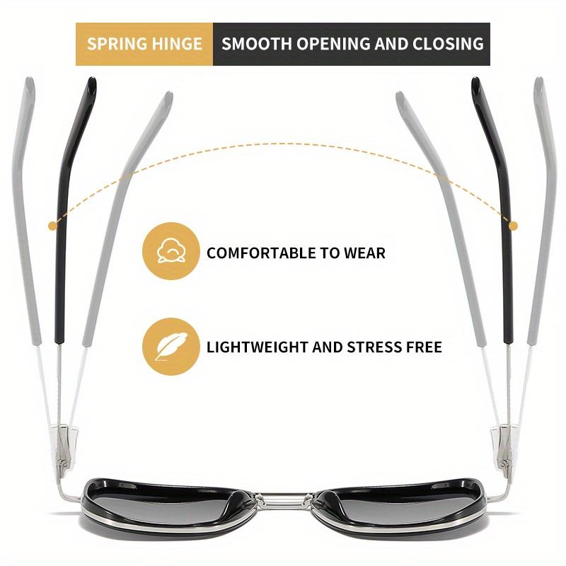 Unisex Vintage Sunglasses Square Frame TAC Lens Composite Metal Hinge Fashion Accessory for Outdoor UV Protection