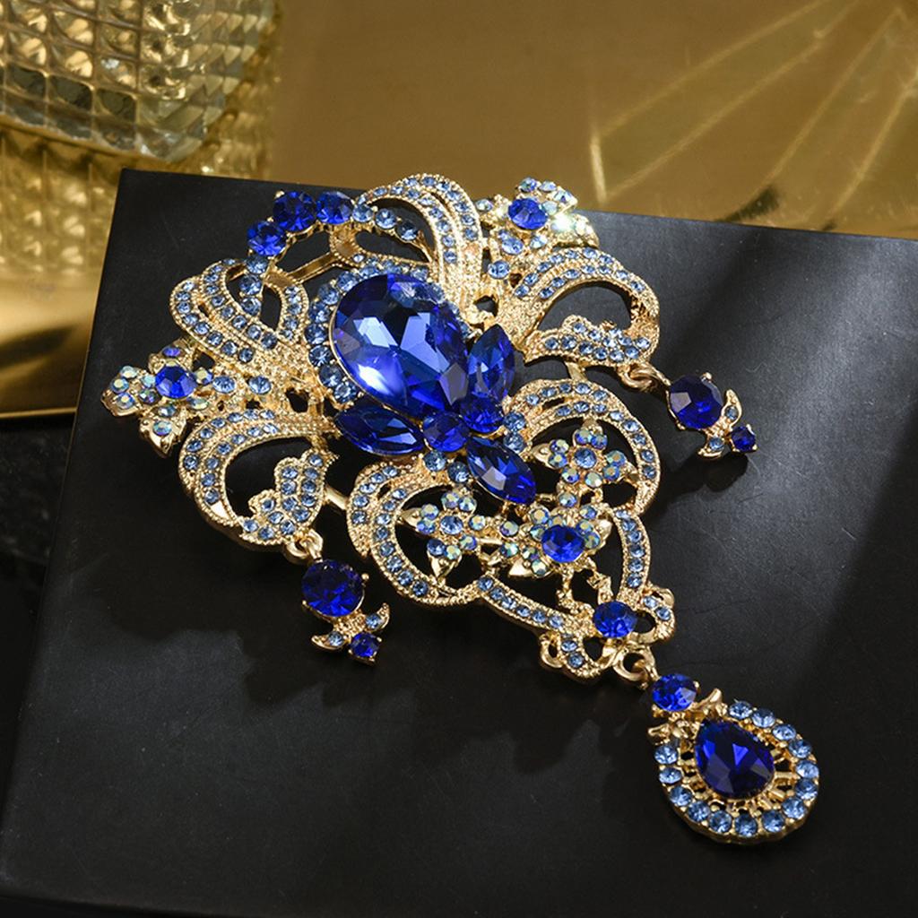Kreative Kronenbrosche Legierung Damen Brustblume Damen Farbiger Wasserdiamant Und Wassertropfen Schmuck